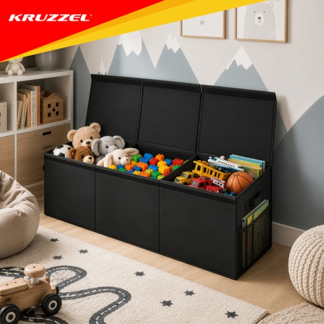 Скриня для іграшок Kruzzel XXL 132 л з кришкою 94 см Black (5900779966321)
