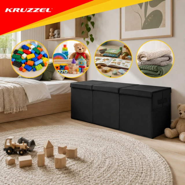 Скриня для іграшок Kruzzel XXL 132 л з кришкою 94 см Black (5900779966321)