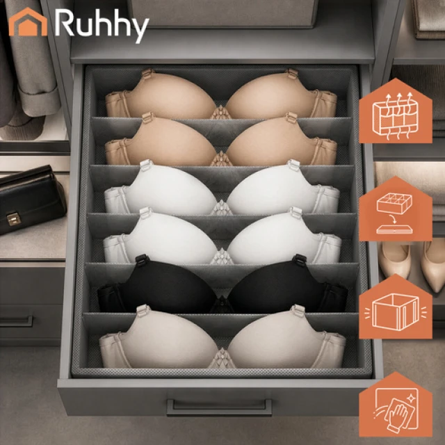 Набір органайзерів для білизни Ruhhy 4 шт 45 відділень Grey (5900779966765)