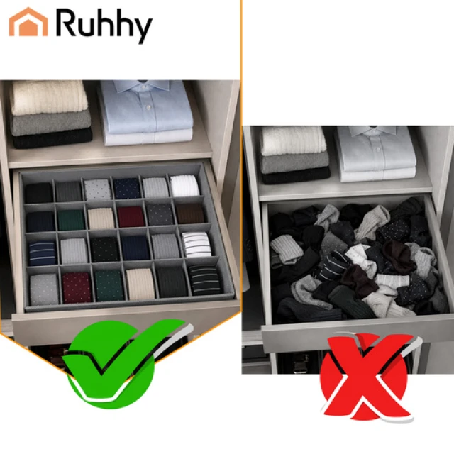 Набір органайзерів для білизни Ruhhy 4 шт 45 відділень Grey (5900779966765)