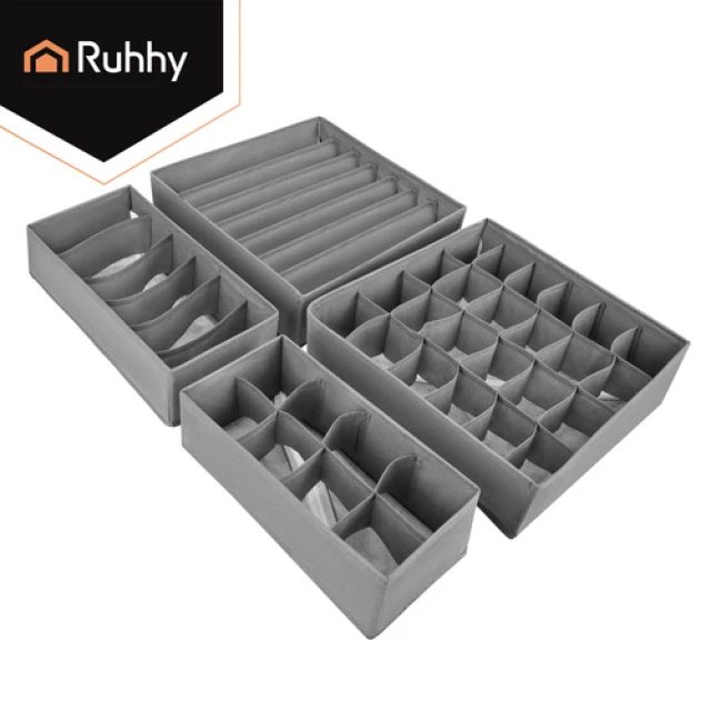 Набір органайзерів для білизни Ruhhy 4 шт 45 відділень Grey (5900779966765)
