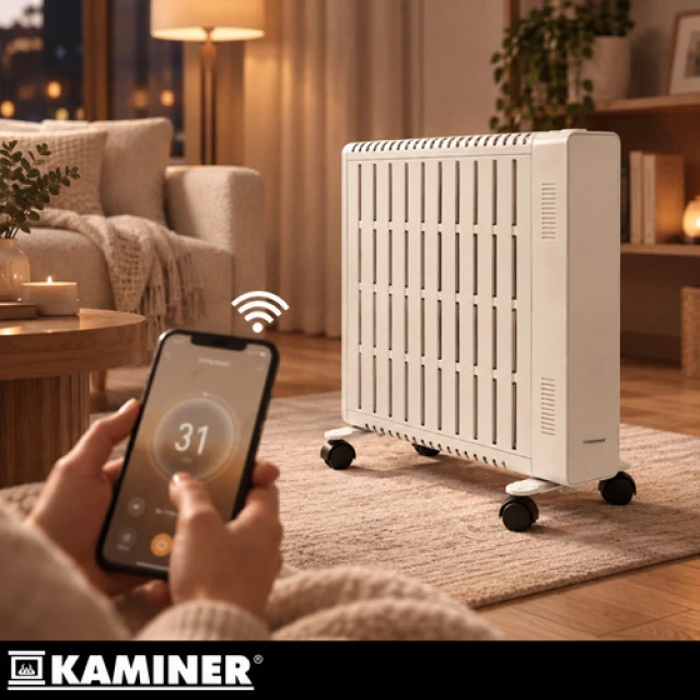 Масляний обігрівач Kaminer Arvell 2500 Вт 11 секцій Wi-Fi White (5900779967052)