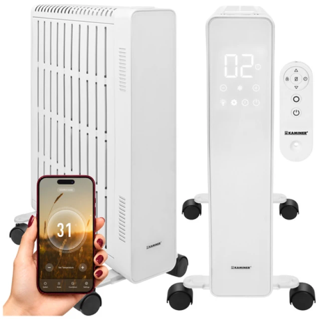 Масляний обігрівач Kaminer Arvell 2500 Вт 11 секцій Wi-Fi White (5900779967052)