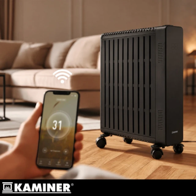 Масляний обігрівач Kaminer Arvell 2500 Вт 11 секцій Wi-Fi Black (5900779967069)