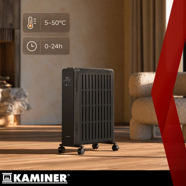 Масляний обігрівач Kaminer Arvell 2500 Вт 11 секцій Wi-Fi Black (5900779967069)