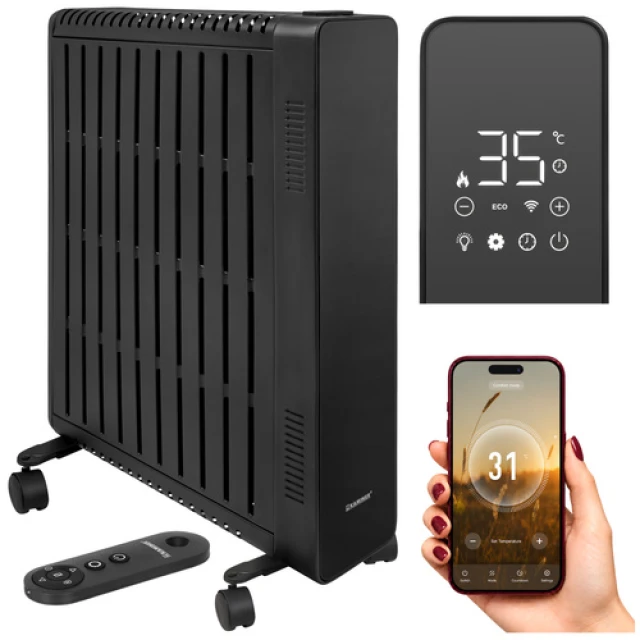 Масляний обігрівач Kaminer Arvell 2500 Вт 11 секцій Wi-Fi Black (5900779967069)