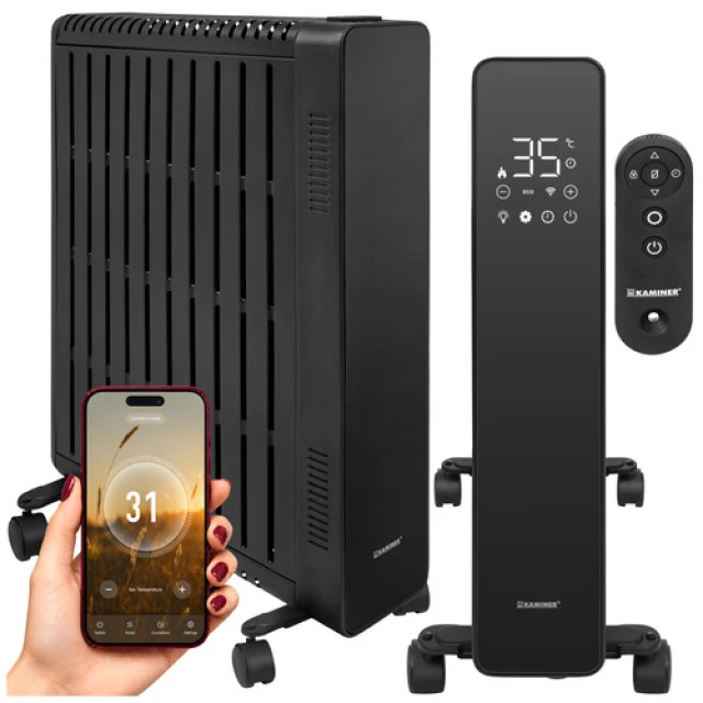 Масляний обігрівач Kaminer Arvell 2500 Вт 11 секцій Wi-Fi Black (5900779967069)