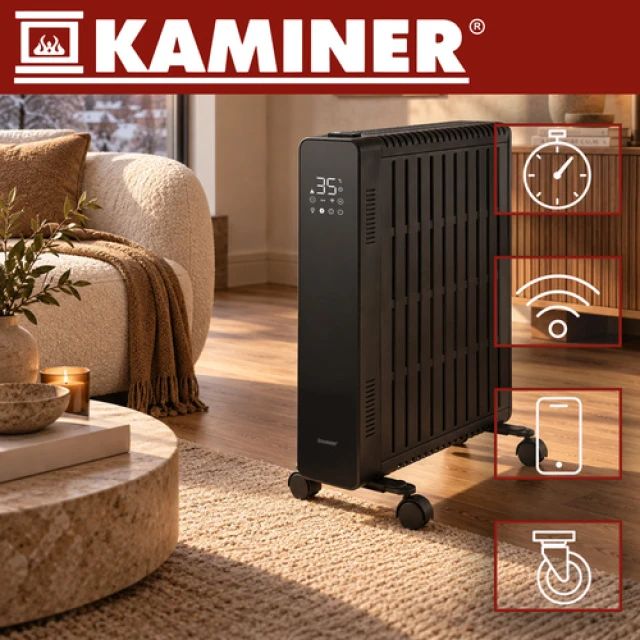 Масляний обігрівач Kaminer Arvell 2500 Вт 11 секцій Wi-Fi Black (5900779967069)