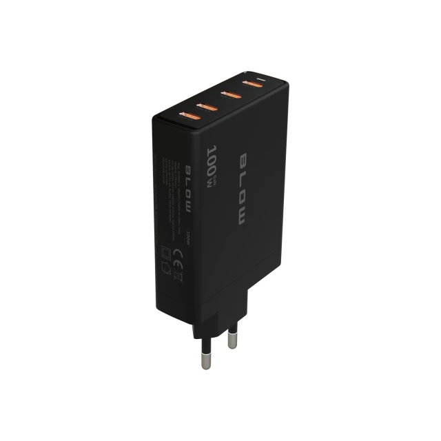 Мережевий зарядний пристрій Blow 100 Вт GaN PD 4x USB-C 76-031# Black (5900804149248)