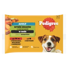 Влажный корм для собак Pedigree в соусе с говядиной и ягненком, с индейкой и морковью 4 шт x 100 г (5900951262616)