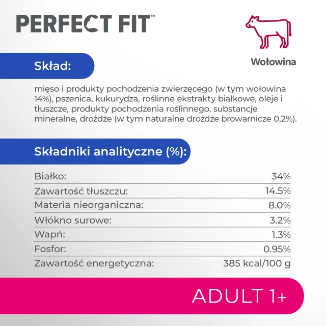 Сухий корм для котів Perfect Fit Active 1+ з яловичиною 7 кг (5900951307898)