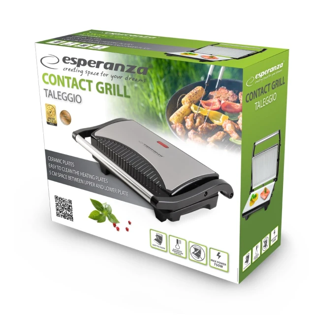 Електрогриль Esperanza Taleggio EKG006 750 Вт Stainless Steel (5901299914632)