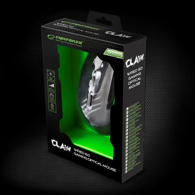 Миша Esperanza MX209 Claw 2400 DPI Black (5901299925577)