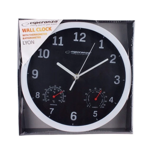 Годинник настінний Esperanza LYON EHC016K Black (5901299930069)