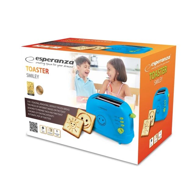 Тостер Esperanza Smiley EKT003B 750 Вт Blue (5901299930281)