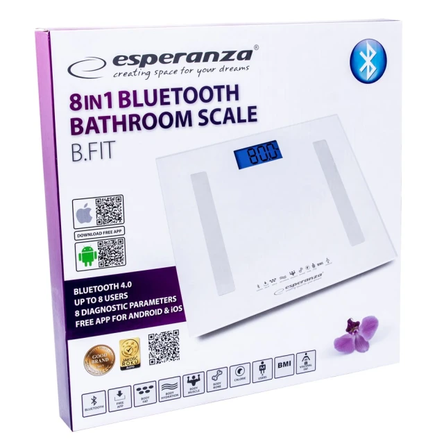 Ваги підлогові Esperanza B.FIT EBS016W Bluetooth White (5901299954089)