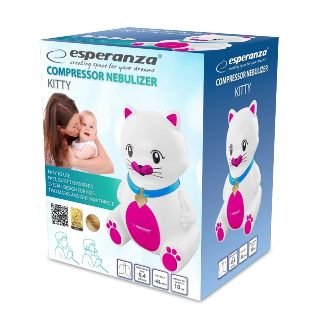 Інгалятор компресорний Esperanza Kitty ECN003 White (5901299954270)