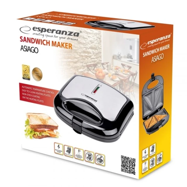 Сендвічниця Esperanza Asiago EKT011 1000 Вт Black (5901299954843)