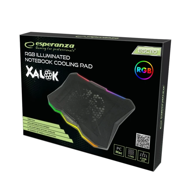 Охолоджувальна підставка для ноутбука Esperanza Gaming RGB Xalok EGC110 (5901299957875)