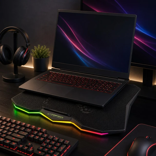 Охолоджувальна підставка для ноутбука Esperanza Gaming RGB Xalok EGC110 (5901299957875)