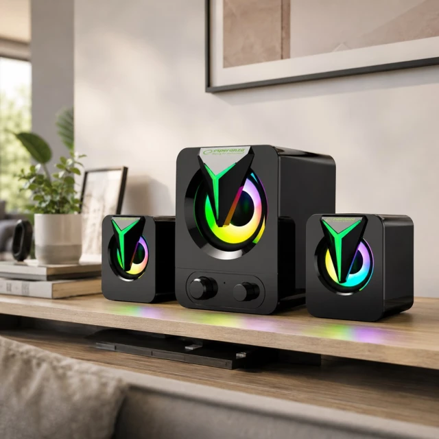 Акустична система Esperanza Soprano 2.1 USB LED Rainbow (5901299958575)