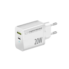 Мережевий зарядний пристрій Esperanza EZC105W 38 Вт USB-C PD 20 Вт + USB-A QC 3.0 18 Вт White (5901299960578)