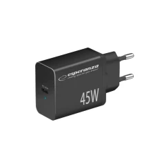 Мережевий зарядний пристрій Esperanza EZC108K 45 Вт USB-C PD Black (5901299960608)
