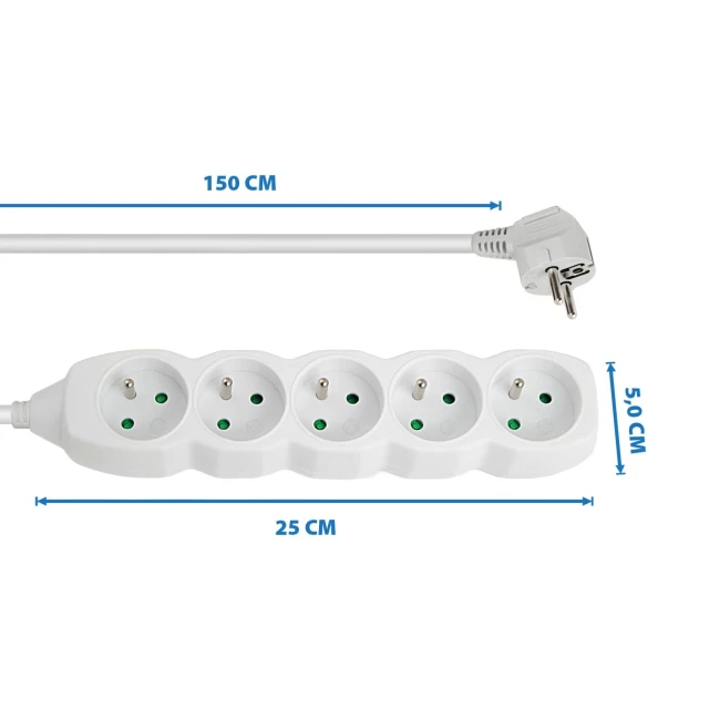 Мережевий подовжувач Esperanza ELK207W 5 розеток 1,5 м White (5901299961667)