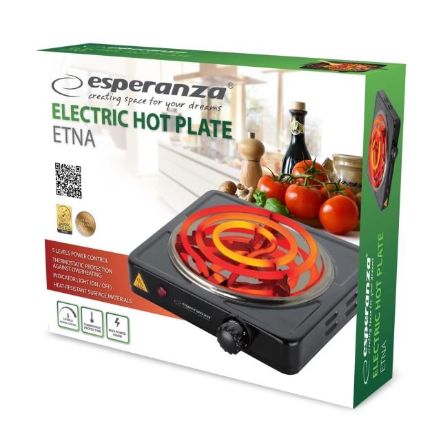 Електроплитка Esperanza Etna EKH012K (5901299963883)