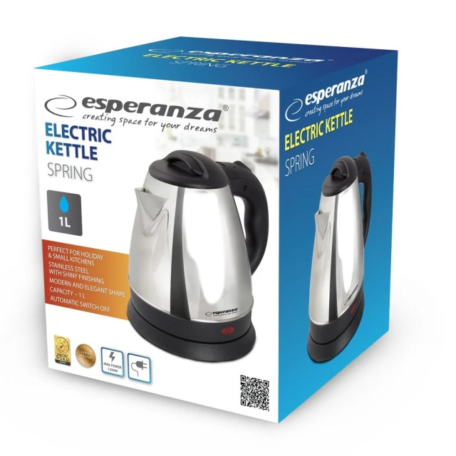 Електрочайник Esperanza Spring EKK116X 1 л Stainless Steel (5901299966457)