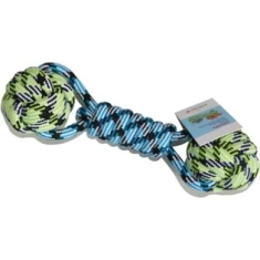 Іграшка для собак Yarro гантель зі шнура 27 см Green/Blue (5901436103134)