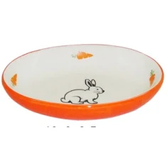 Миска для кроликів Yarro 13x9x2,5 см Orange з принтом кролика (5901436127475)