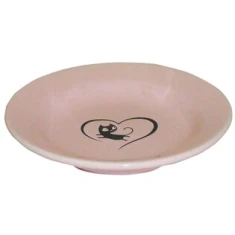 Миска для котів Yarro керамічна з сердечком 15,5x3 см тарілочка Pink (5901436127512)
