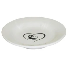 Миска для котів Yarro керамічна з сердечком 15,5x3 см тарілочка White (5901436127529)