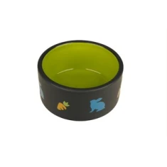 Миска керамічна для гризунів Yarro 10x5 см з малюнком кролика і моркви Black/Green (5901436127611)