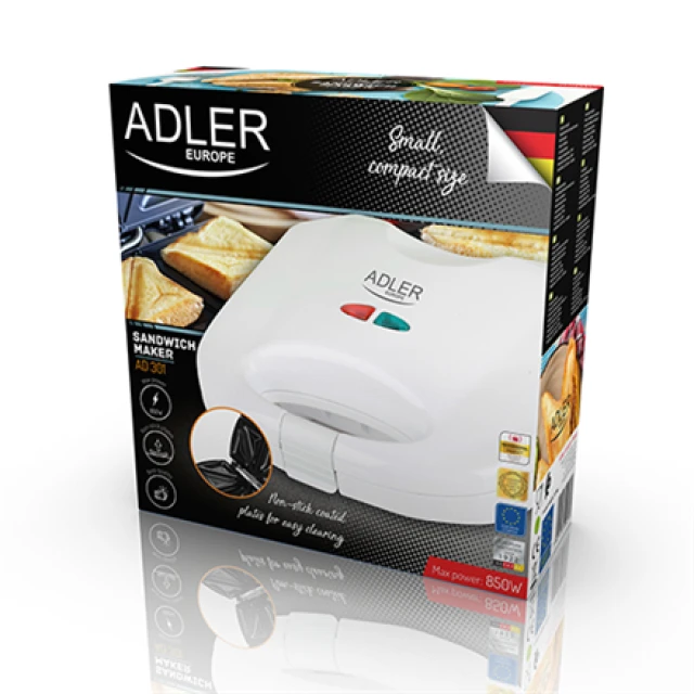 Сендвічниця Adler AD 301 750 Вт White (5901436590279)