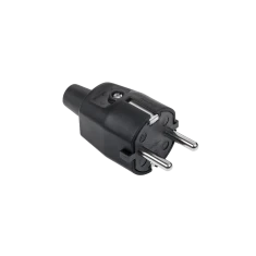 Вилка німецька 16A/250V гумова Kemot Black (URZ3174)