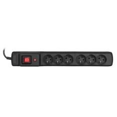 Мережевий фільтр ActiveJet Combo 6 гнізд 10 А 2300 Вт 1,5 м Black (5901443013938)