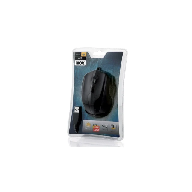 Миша iBOX i005 лазерна провідна USB 1600 DPI Black (5901443046677)