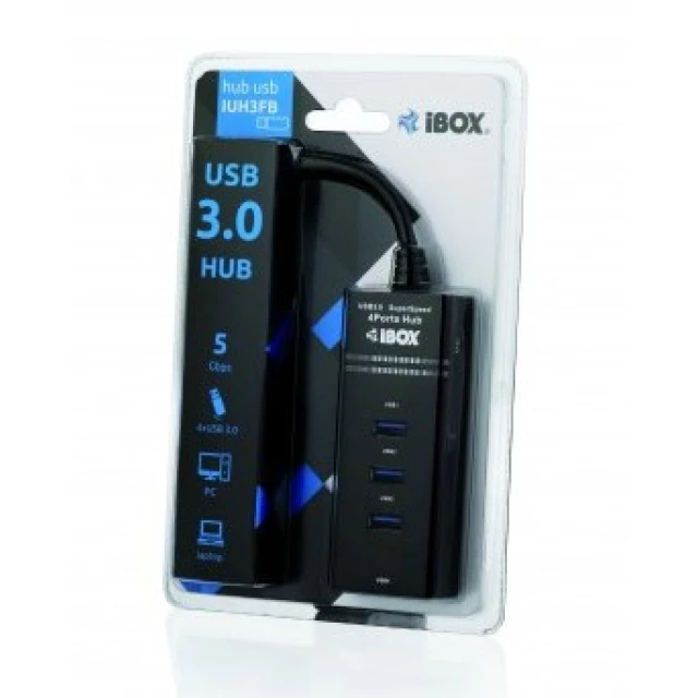 Хаб iBOX USB 3.0 4-портовий Black (5901443050384)