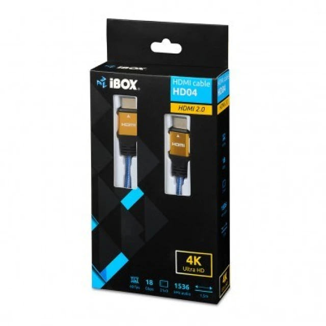 Кабель iBOX HDMI HD04 UltraHD 4K 2.0 1,5 м Blue (5901443051374)