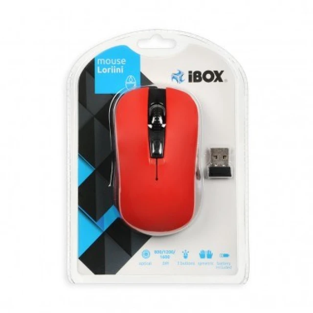 Миша iBOX Loriini оптична 1600 DPI Red (5901443052074)