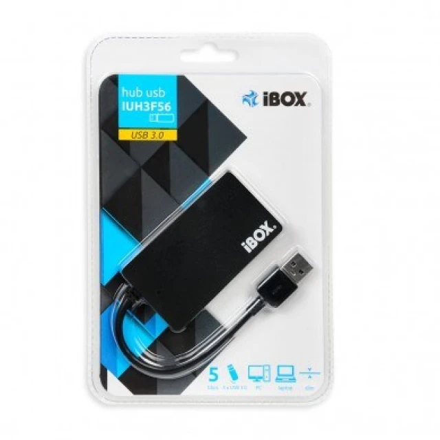 Хаб iBOX USB 3.0 4-портовий Slim Black (5901443052753)