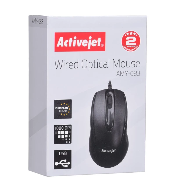 Миша ActiveJet AMY-083 оптична 1000 DPI Black (5901443107019)