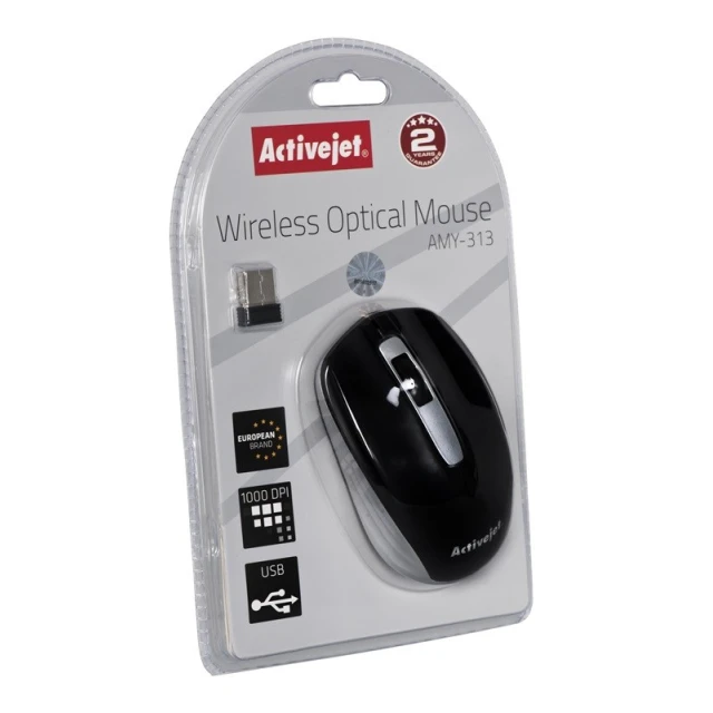 Миша ActiveJet AMY-313 бездротова USB 1200 DPI Black (5901443107057)