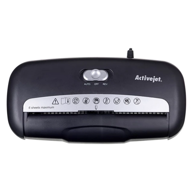 Шредер ActiveJet ASH-0601S P-2 10 л 6 мм 6 аркушів Black (5901443108528)