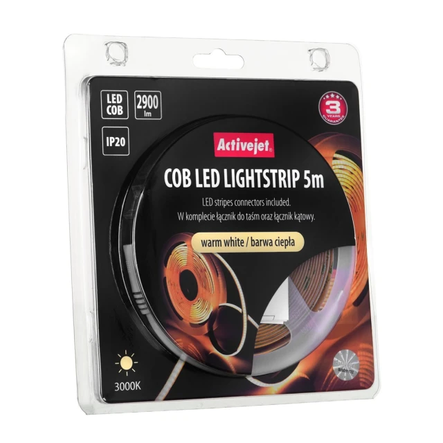 Стрічка ActiveJet LED COB 5 м тепле світло IP20 (5901443118985)