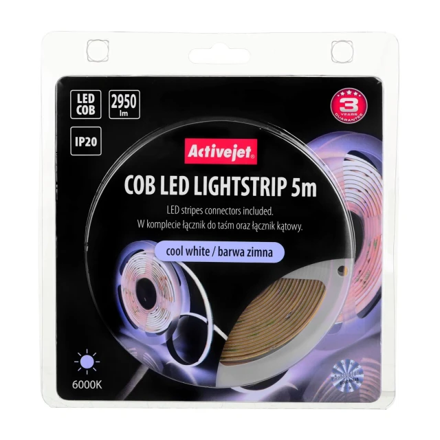Стрічка ActiveJet LED COB 5 м холодне світло IP20 (5901443119005)
