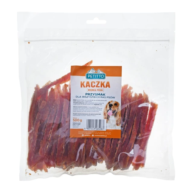 Ласощі для собак PETITTO М'які смужки з качки 500 г (5901443265283)