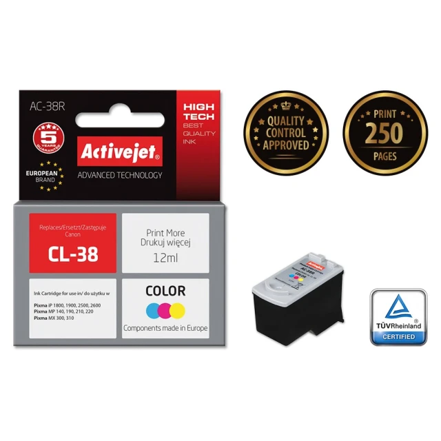 Картридж ActiveJet AC-38R для Canon CL-38 Color 12 мл (5901452128272)